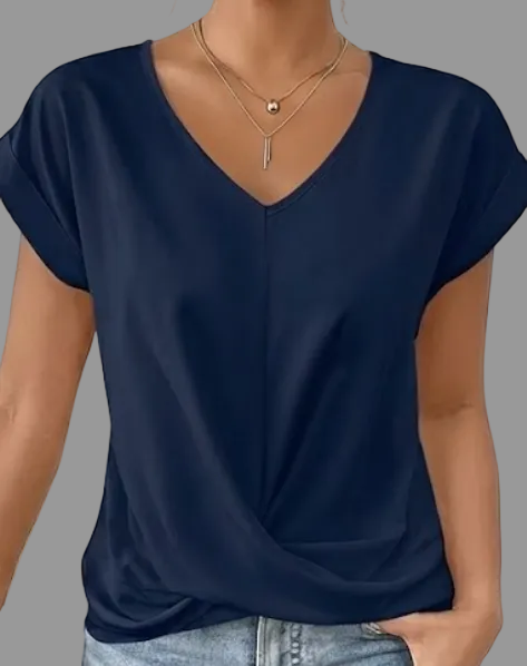 Top fluide à col en V pour femme