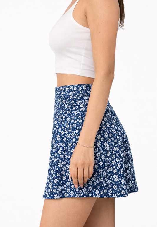 Jupe courte fluide à imprimé floral
