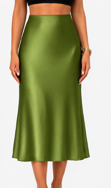 Jupe midi fluide à taille haute