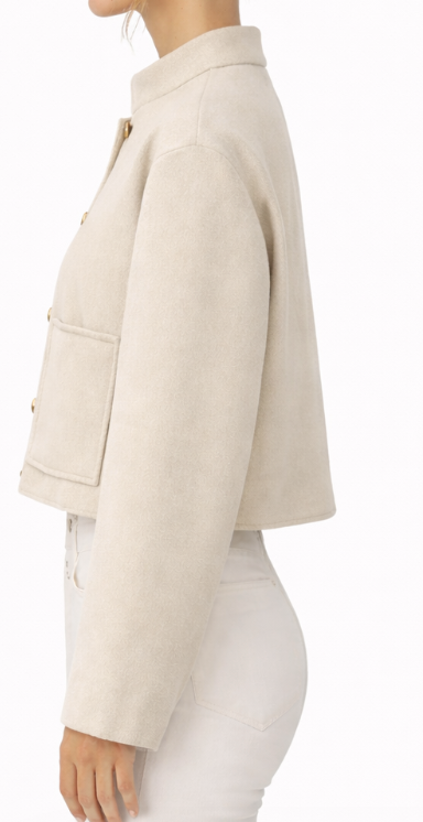 Veste courte structurée à boutons pression