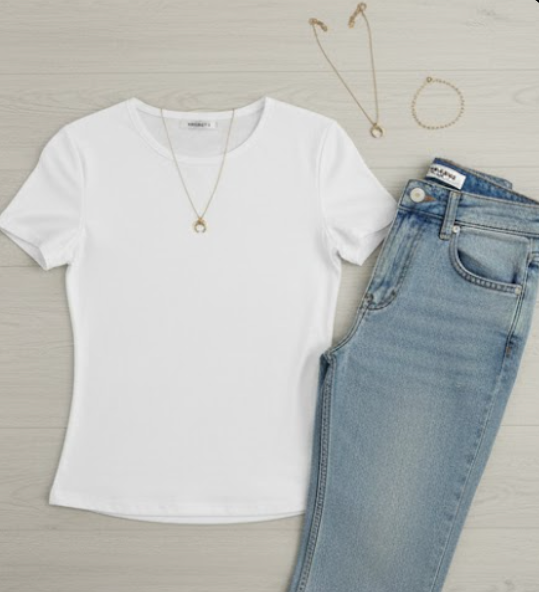 T-shirt ajusté à manches courtes pour femme