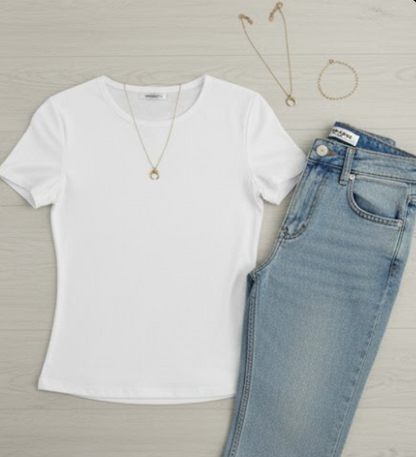 T-shirt ajusté à manches courtes pour femme