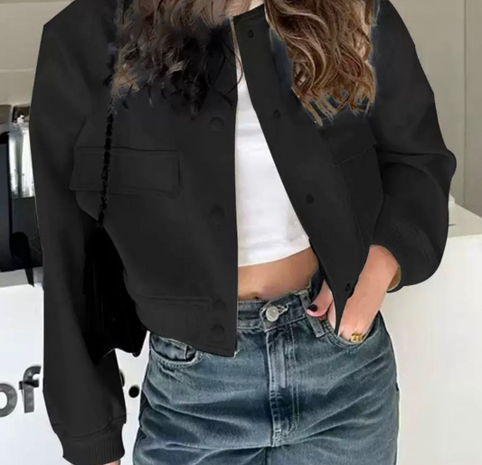Veste courte structurée à boutons-pression