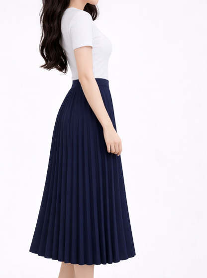 Jupe midi plissée élégante à taille fluide