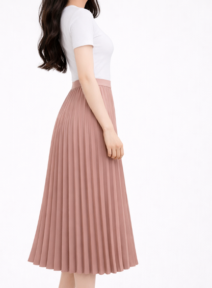 Jupe midi plissée élégante à taille fluide