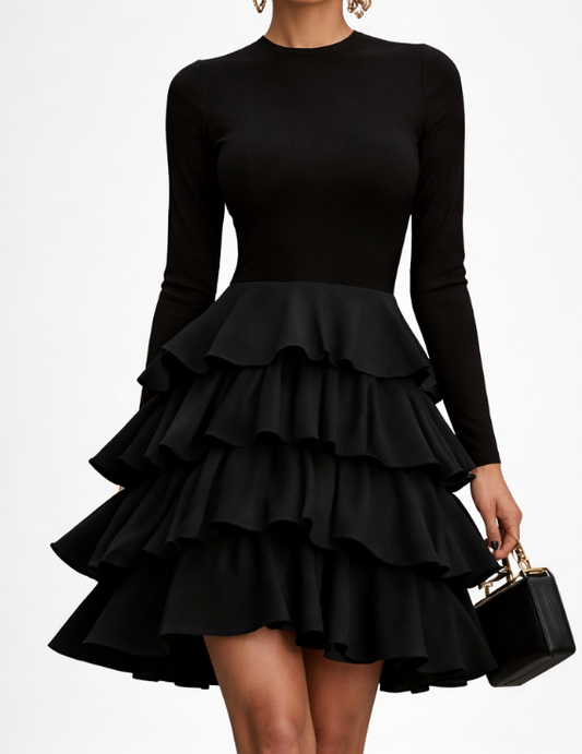 Robe courte élégante à volants superposés