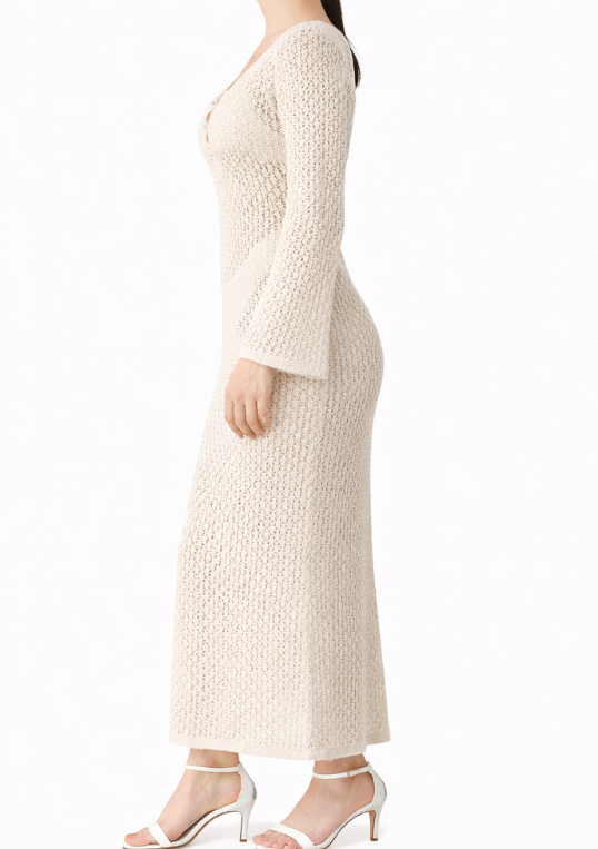Robe longue ajourée esprit plage