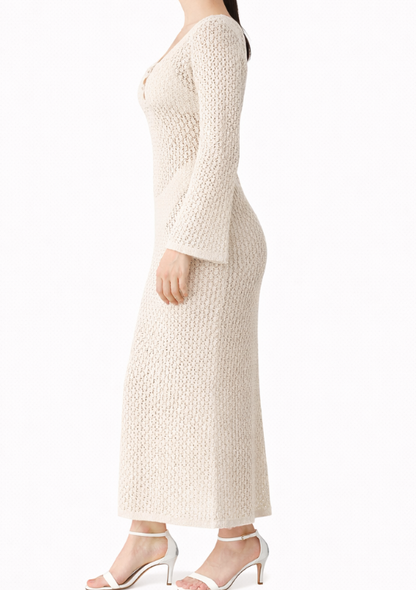 Robe longue ajourée esprit plage
