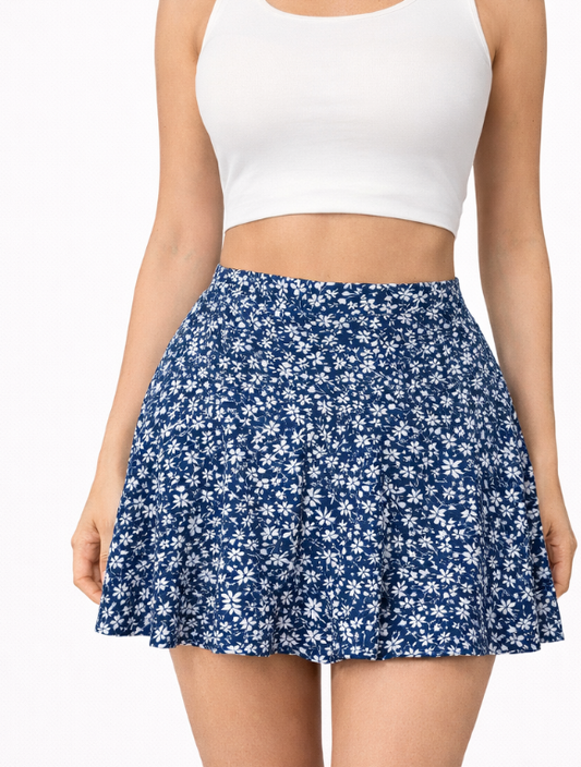 Jupe courte fluide à imprimé floral