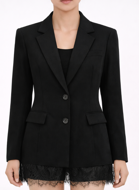 Blazer structuré avec finition en dentelle