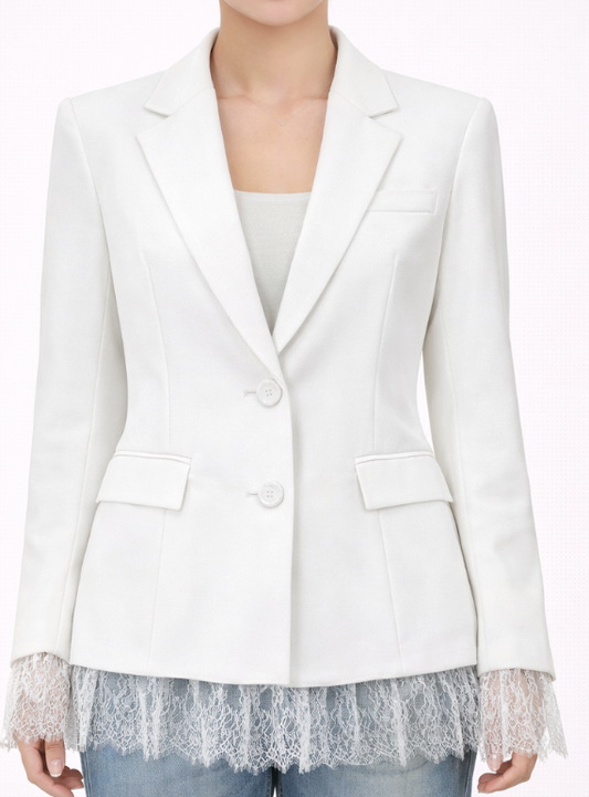 Blazer structuré avec finition en dentelle