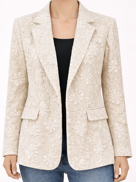 Blazer élégant à broderie florale