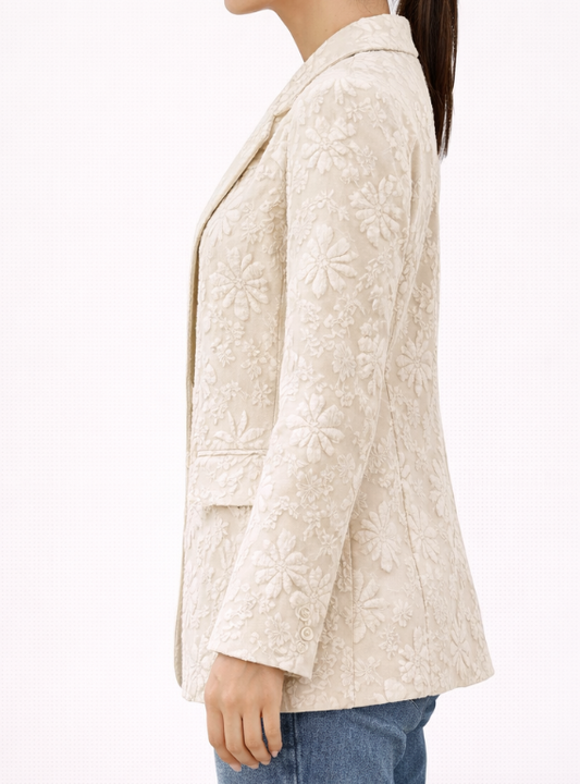 Blazer élégant à broderie florale