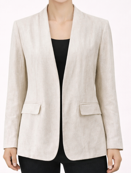 Blazer fluide sans col à coupe épurée