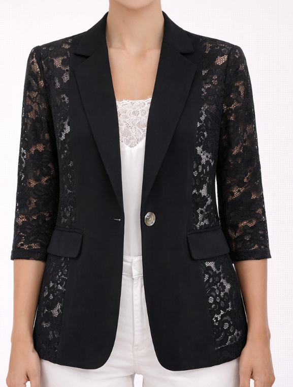 Blazer élégant avec manches en dentelle