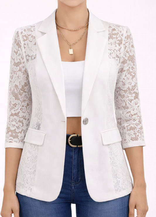 Blazer élégant avec manches en dentelle