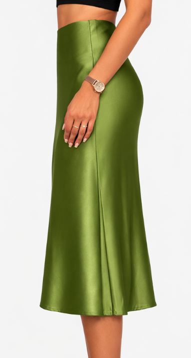 Jupe midi fluide à taille haute