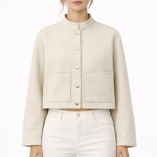 Veste courte structurée à boutons pression