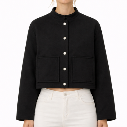 Veste courte structurée à boutons pression