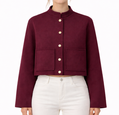 Veste courte structurée à boutons pression