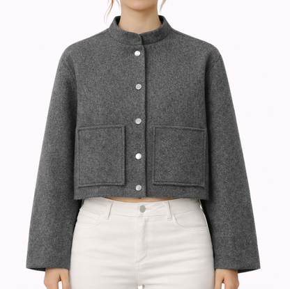 Veste courte structurée à boutons pression
