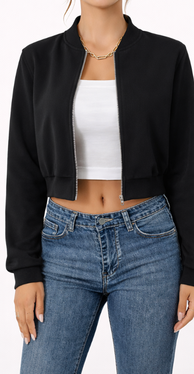 Veste courte zippée à coupe structurée