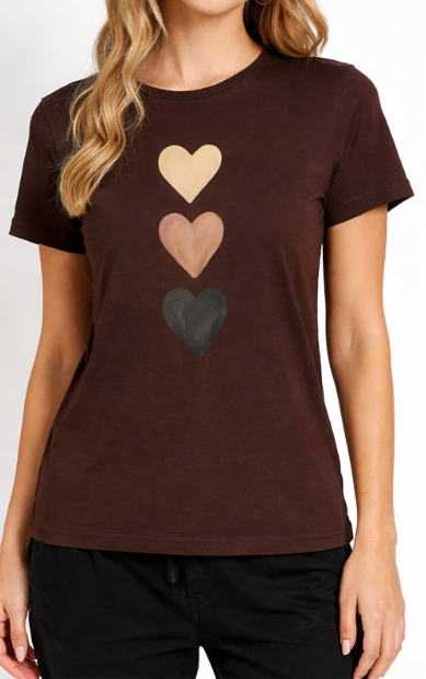 T-shirt à imprimé cœur et col rond