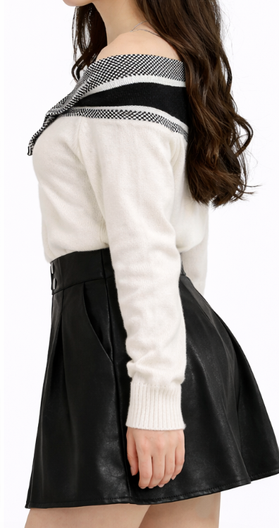 Short taille haute effet cuir à coupe évasée
