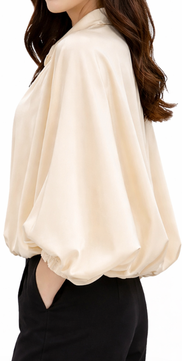 Veste fluide à manches ballon avec fermeture zippée